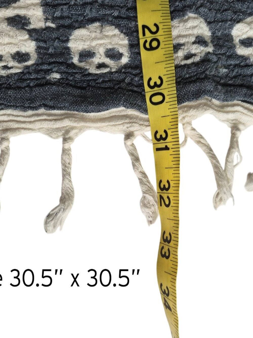 Zara RARE Skull Grunge Scarf Grey and White Textured Tassels - Picture 15 of 16